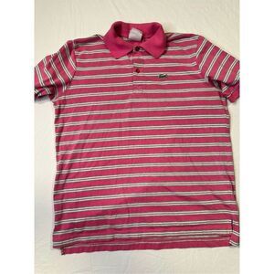 Lacoste Classic men’s pink striped polo shirt, size 4 (M)